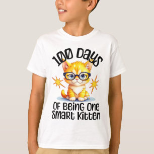 Camiseta 100 días de escuela - gafas de gatito lindo
