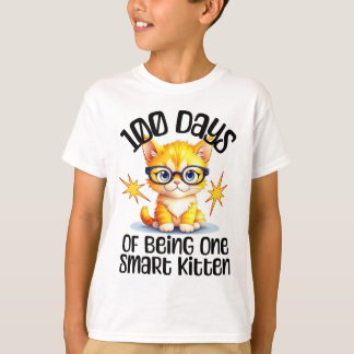 Camiseta 100 días de escuela - gafas de gatito lindo
