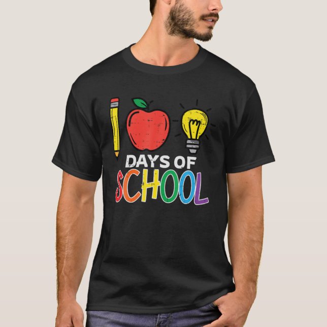 Camiseta 100 Días De Escuela Lápiz Lightbulbo De Apple 100  (Anverso)