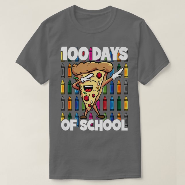 Camiseta 100 días de escuela mordiendo Pepperoni Pizza Slic (Diseño del anverso)