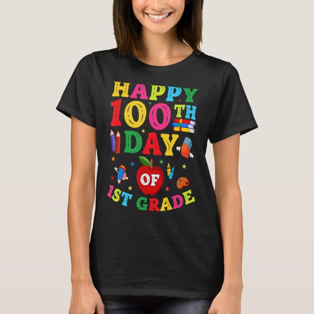 Camiseta 100 días de escuela niños Chicas de primer grado n (Anverso)