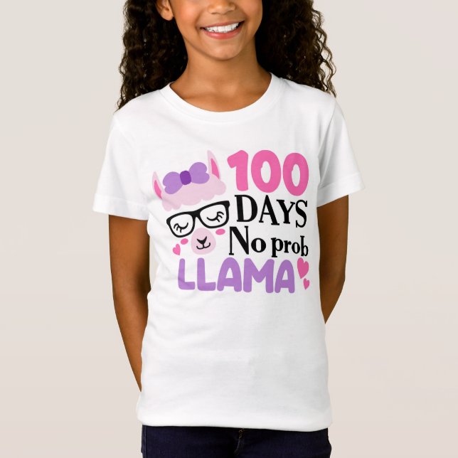 Camiseta 100 días de escuela - No Prob Llama (Anverso)