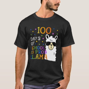 Camiseta 100 Días De Escuela No Prob llama Llama Maestra 10