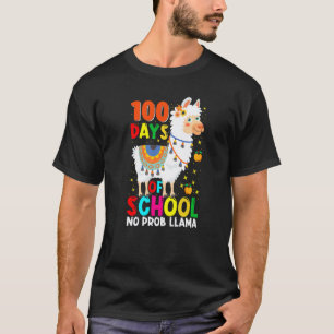 Camiseta 100 Días De Escuela No Prob-llama Llama Maestra Y