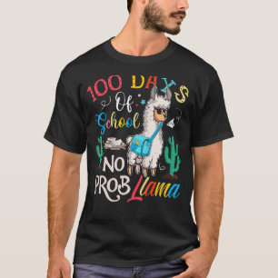 Camiseta 100 Días De Escuela No Prob Llama Maestra Y Estudi