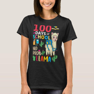 Camiseta 100 Días De Escuela No Probllama Llama 6º Grado Te