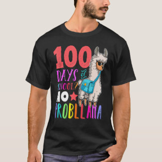 Camiseta 100 Días De Escuela No Probllama Llama Feliz 100º 