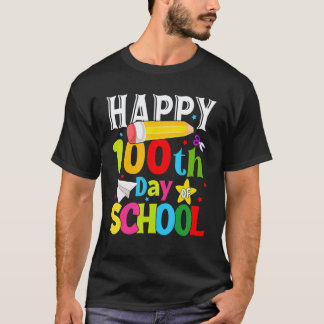Camiseta 100 Días De Escuela Para Niños De Maestros Feliz 1