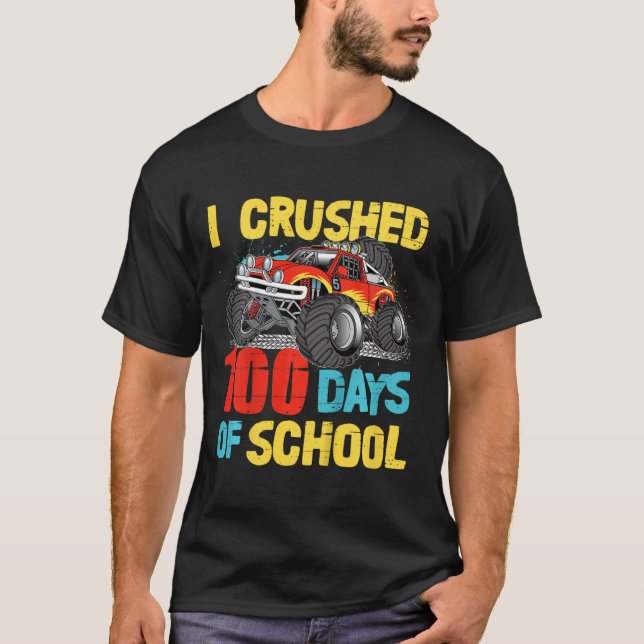 Camiseta 100 Días De Escuela Para Niños Pequeños Monstruo T (Anverso)