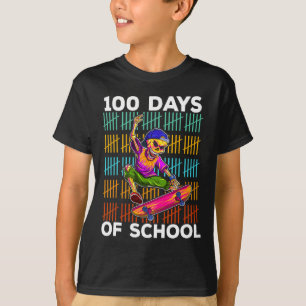 Camiseta 100 Días De Escuela Patinando Esqueleto Niño Calav