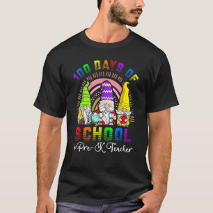 Camiseta 100 Días De Escuela Pre K Maestro Gnomos Divertido