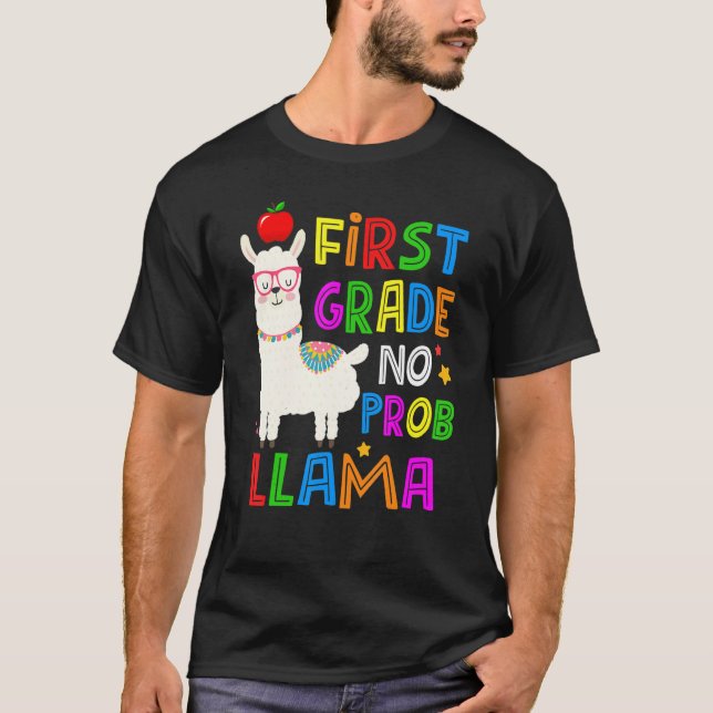 Camiseta 100 Días de Escuela Primer Grado No Probllama Llam (Anverso)
