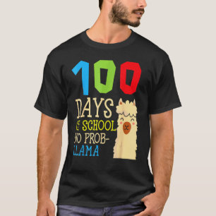 Camiseta 100 Días De Escuela Sin Prob Llama,Alpaca Adorable