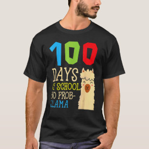 Camiseta 100 Días De Escuela Sin Prob Llama Alpaca Lindo Es
