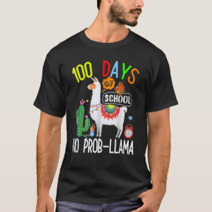 Camiseta 100 Días De Escuela Sin Prob Llama Estudiante Prof