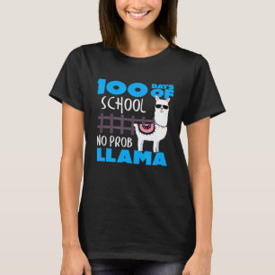 Camiseta 100 Días de Escuela Sin Prob Llama Lindo Estudiant