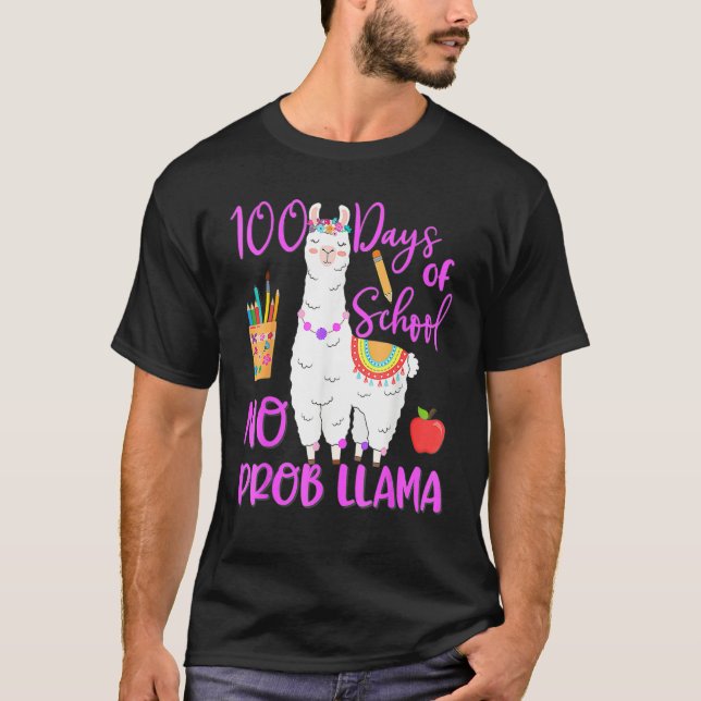 Camiseta 100 Días De Escuela Sin Prob Llama Llama Maestra 1 (Anverso)