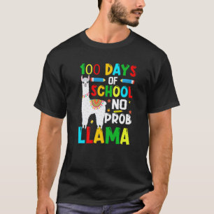 Camiseta 100 Días De Escuela Sin Prob-llama Llama Maestra Y