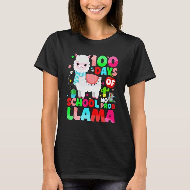 Camiseta 100 Días De Escuela Sin Prob Llama Llama Maestra Y (Anverso)