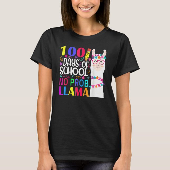Camiseta 100 Días De Escuela Sin Prob Llama Llama Maestra Y (Anverso)