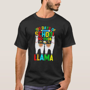 Camiseta 100 Días De Escuela Sin Prob-llama Llama Maestra Y