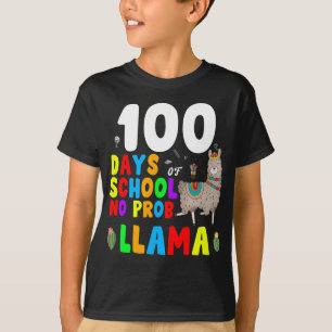 Camiseta 100 días de escuela sin problemas llama graciosa
