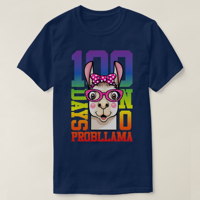 Camiseta 100 Días De Escuela Sin Probllama Graciosa Lama (Diseño del anverso)