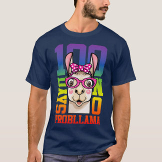 Camiseta 100 Días De Escuela Sin Probllama Graciosa Lama