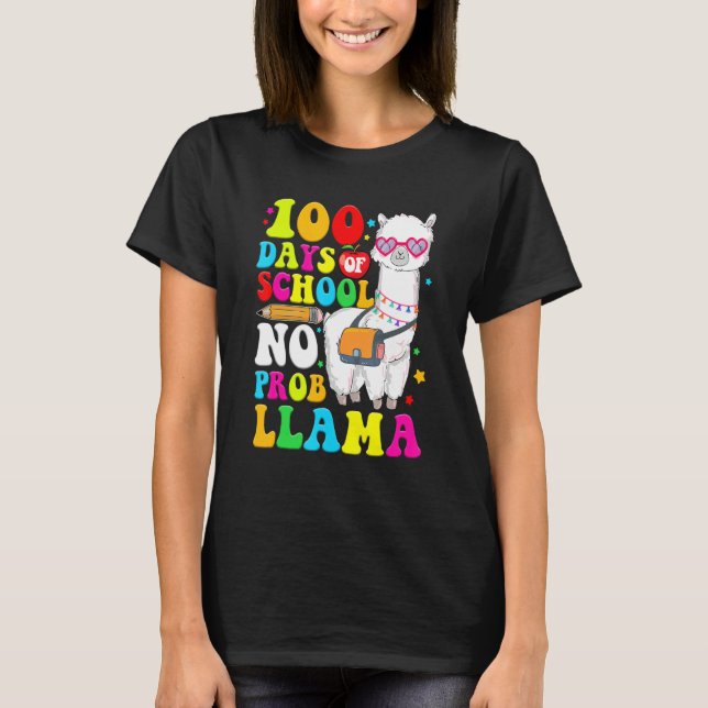 Camiseta 100 Días De Escuela Sin Probllama Llama 1 (Anverso)