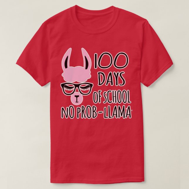Camiseta 100 días de escuela sin regalo de probLama (Diseño del anverso)