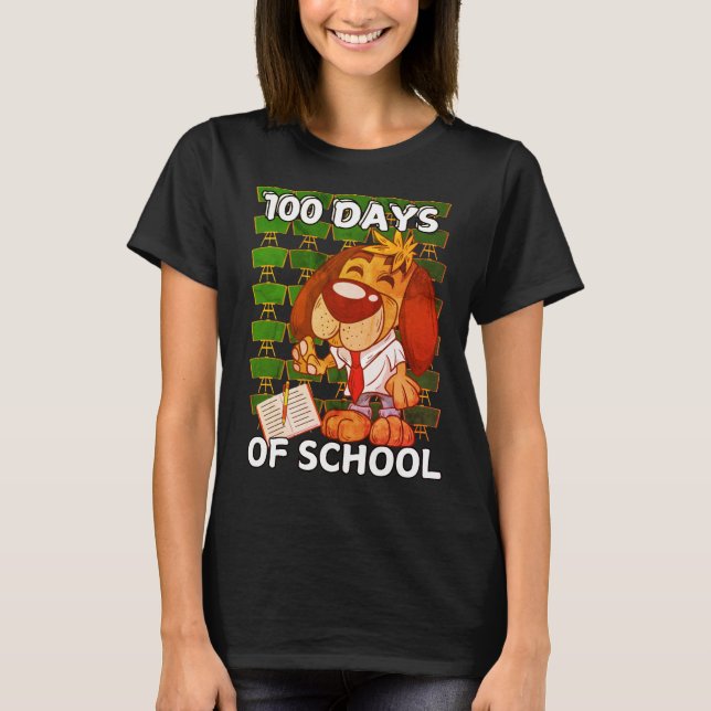Camiseta 100 días de escuela; tema del amante del perro est (Anverso)
