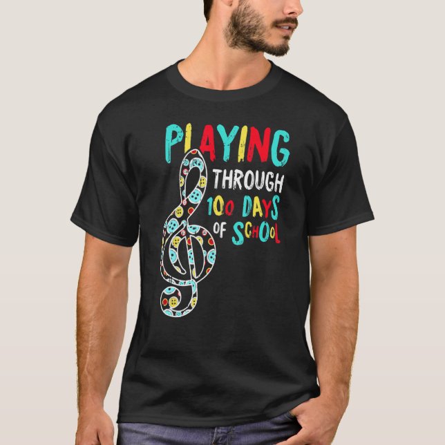 Camiseta 100 Días De Escuela Tocando Profesor De Música Est (Anverso)