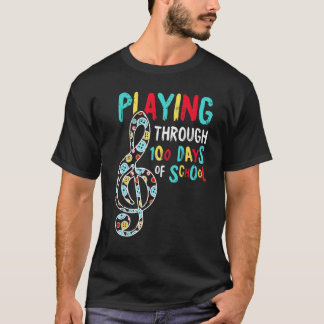 Camiseta 100 Días De Escuela Tocando Profesor De Música Est