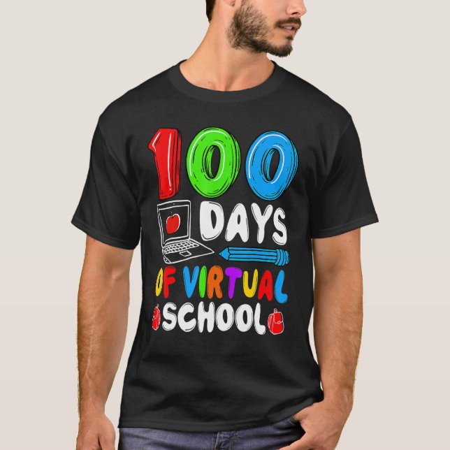Camiseta 100 Días De Escuela Virtual Divertido Día 100 De L (Anverso)