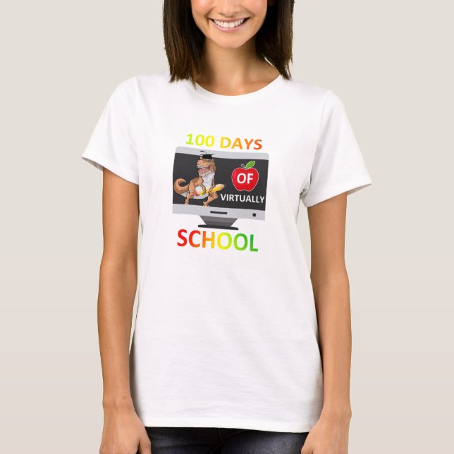Camiseta 100 días de escuela virtual estudiante de primer g (Anverso)