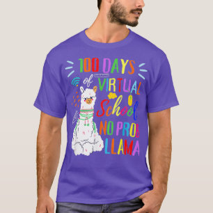 Camiseta 100 días de escuela virtual sin prob Llama 100 día