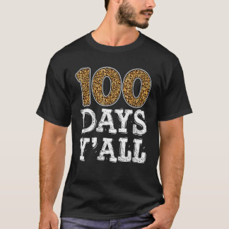 Camiseta 100 Días De Escuela Y’all Leopard Teacher Boy Chic