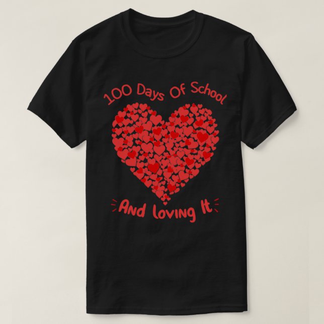 Camiseta 100 días de escuela y amándola corazón de corazone (Diseño del anverso)