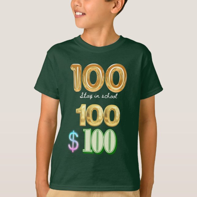 Camiseta 100 días de estancia escolar (Anverso)