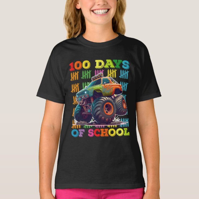 Camiseta 100 Días De Estudiante De Monstruo Escolar (Anverso)