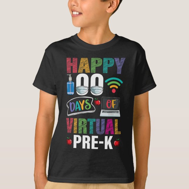 Camiseta 100 Días De Estudiante Maestra De Niños Pe-k Virtu (Anverso)