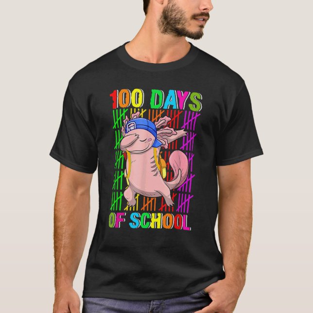 Camiseta 100 días de estudio de la escuela Axolotl Dabbing (Anverso)