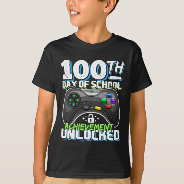 Camiseta 100 días de éxito escolar desbloqueados videojuego (Anverso)