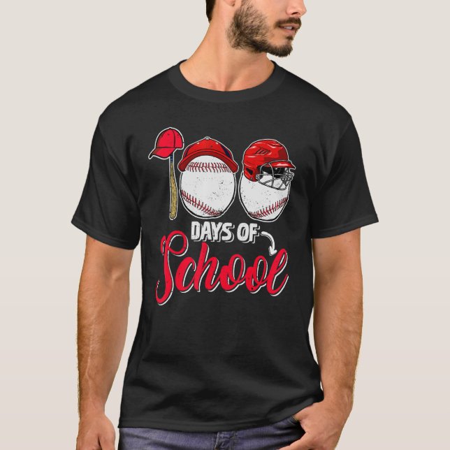 Camiseta 100 Días De Éxito Escolar En El Béisbol (Anverso)
