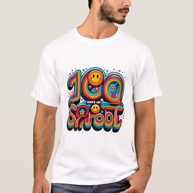 Camiseta 100 días de fiesta escolar - celebración a mano (Anverso)