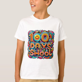 Camiseta 100 días de fiesta escolar - celebración a mano
