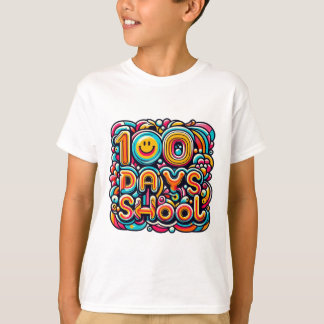 Camiseta 100 días de fiesta escolar - celebración a mano