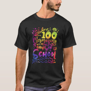 Camiseta 100 días de fusión de la sirena escolar feliz 100º