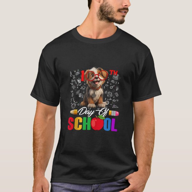 Camiseta 100 días de gafas de perros escolares 100 días Sma (Anverso)