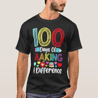 Camiseta 100 Días de Hacer una Diferencia Escuela de Kinder